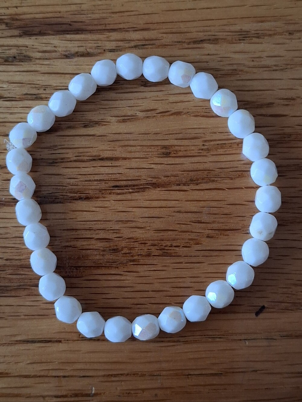 Plus Size White Faceted Beaded Stretch Bracelet - Women Jewelry